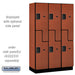 Salsbury 15" Wide Double Tier 'S' Style Designer Wood Locker - 3 Wide - 6 Feet High - 18 Inches Deep - Cherry - Hasps - Sweatfully
