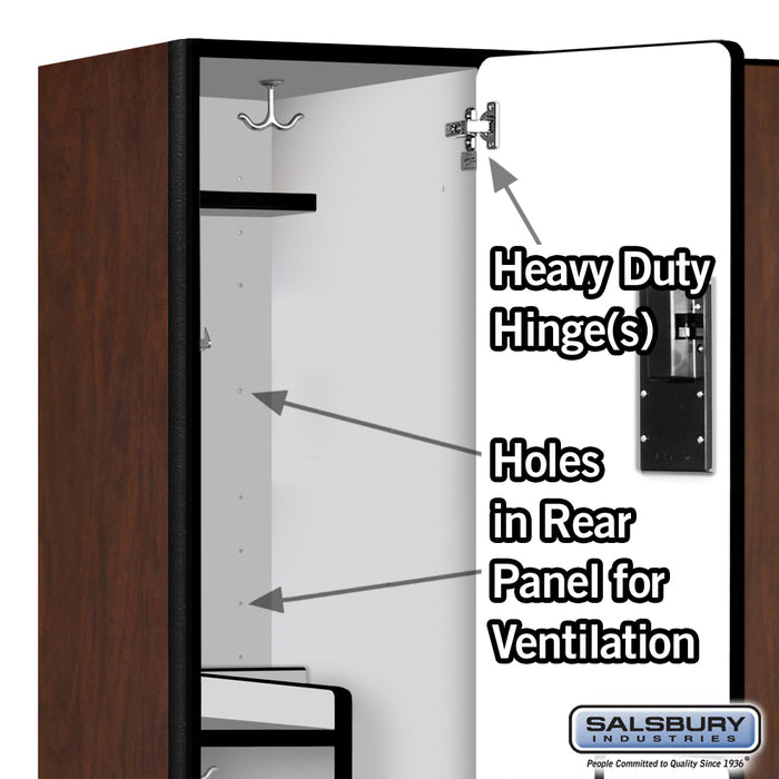 Salsbury 15" Wide Double Tier 'S' Style Designer Wood Locker - 3 Wide - 6 Feet High - 18 Inches Deep - Mahogany - Hasps - Sweatfully