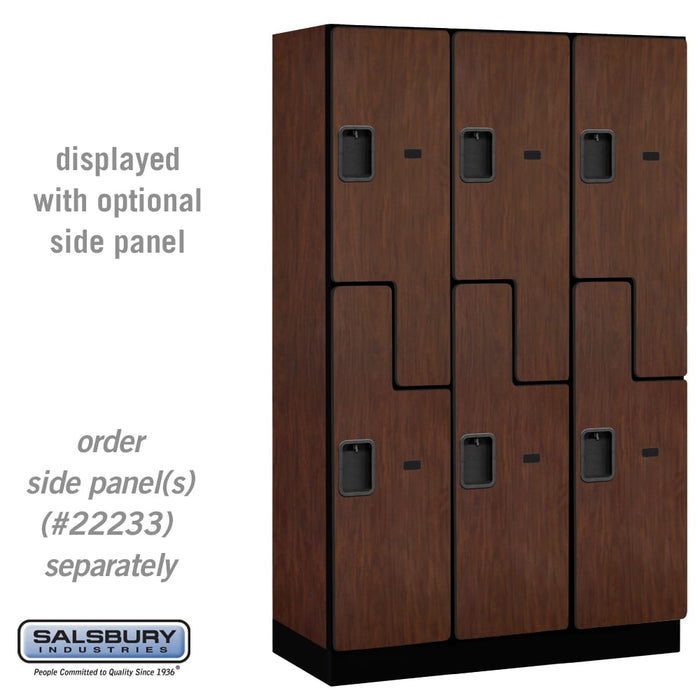 Salsbury 15" Wide Double Tier 'S' Style Designer Wood Locker - 3 Wide - 6 Feet High - 18 Inches Deep - Mahogany - Hasps - Sweatfully