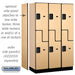 Salsbury 15" Wide Double Tier 'S' Style Designer Wood Locker - 3 Wide - 6 Feet High - 18 Inches Deep - Maple - Hasps - Sweatfully