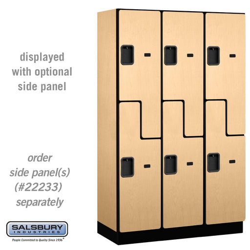 Salsbury 15" Wide Double Tier 'S' Style Designer Wood Locker - 3 Wide - 6 Feet High - 18 Inches Deep - Maple - Hasps - Sweatfully