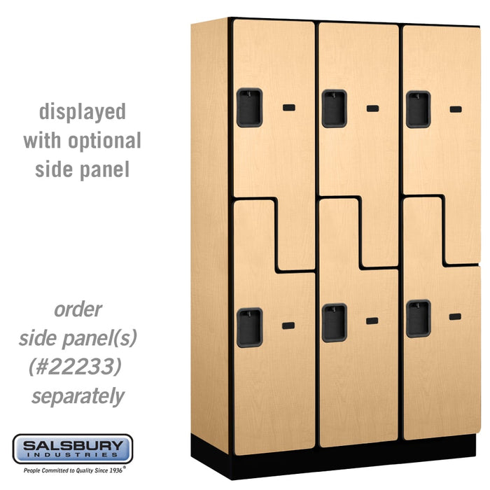 Salsbury 15" Wide Double Tier 'S' Style Designer Wood Locker - 3 Wide - 6 Feet High - 18 Inches Deep - Maple - Hasps - Sweatfully
