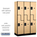 Salsbury 15" Wide Double Tier 'S' Style Designer Wood Locker - 3 Wide - 6 Feet High - 18 Inches Deep - Maple - Hasps - Sweatfully