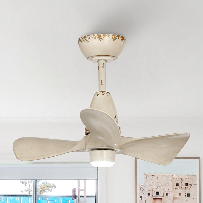 28" Kwang Farmhouse DC Motor Downrod Mount Reversible Ceiling Fan with LED Lighting and Remote Control - Sweatfully