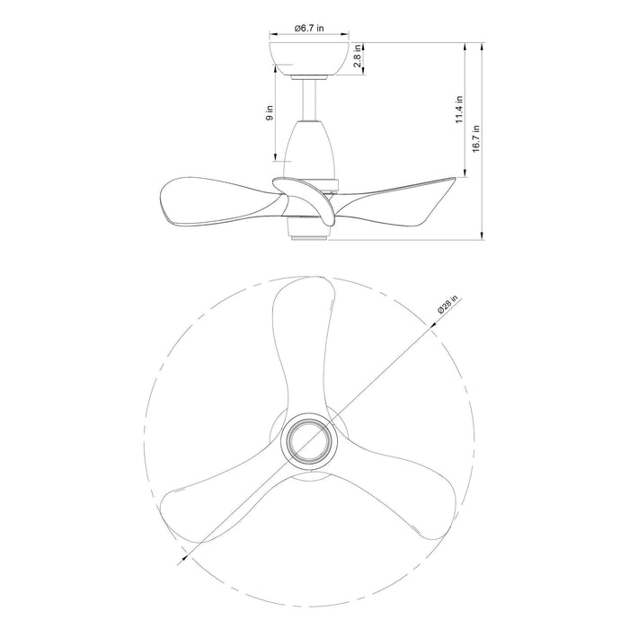 28" Kwang Farmhouse DC Motor Downrod Mount Reversible Ceiling Fan with LED Lighting and Remote Control - Sweatfully