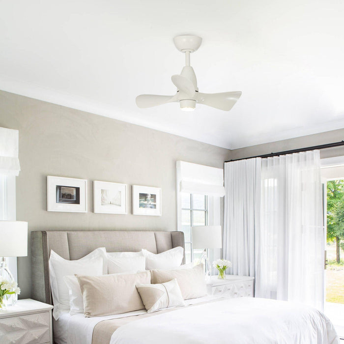 28" Kwang Farmhouse DC Motor Downrod Mount Reversible Ceiling Fan with LED Lighting and Remote Control - Sweatfully
