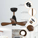 28" Kwang Farmhouse DC Motor Downrod Mount Reversible Ceiling Fan with LED Lighting and Remote Control - Sweatfully
