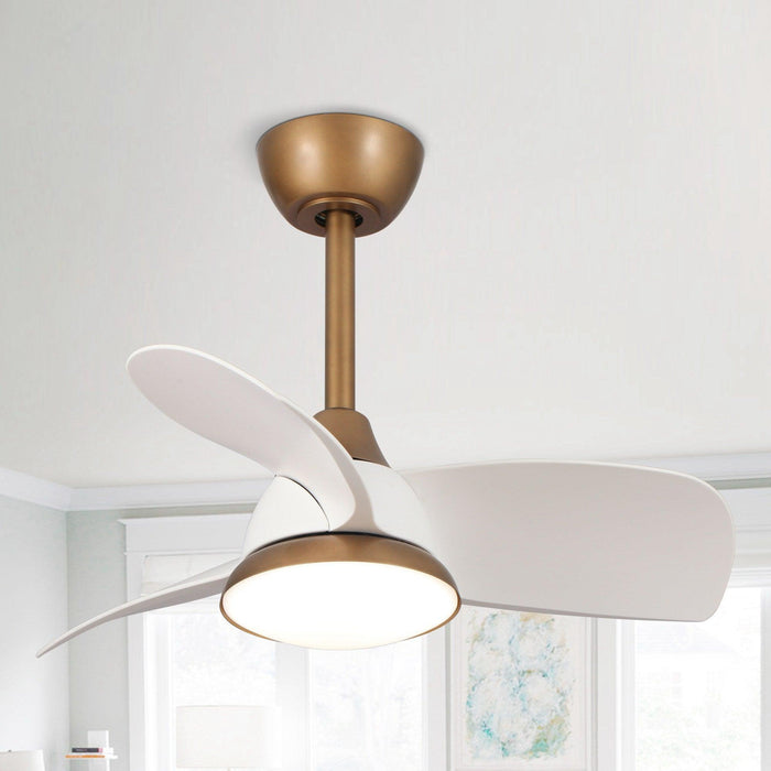 28" Modern DC Motor Downrod Mount Reversible Ceiling Fan with LED Lighting and Remote Control - Sweatfully