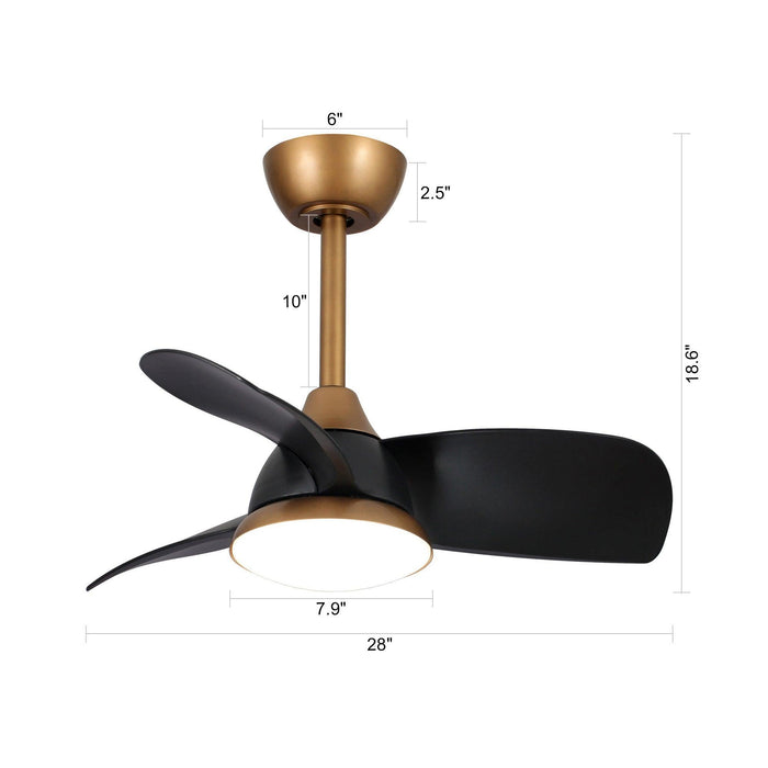28" Modern DC Motor Downrod Mount Reversible Ceiling Fan with LED Lighting and Remote Control - Sweatfully