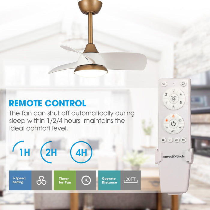 28" Modern DC Motor Downrod Mount Reversible Ceiling Fan with LED Lighting and Remote Control - Sweatfully
