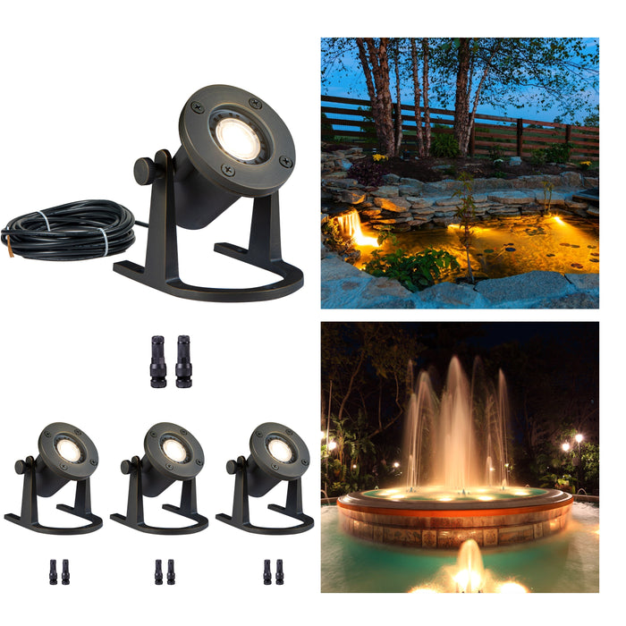 Gardenreet Cast Brass LED Underwater Pond Light for Submersible,Waterfall,Pool,Fountain (2801) - Sweatfully