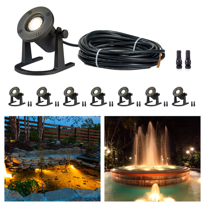 Gardenreet Cast Brass LED Underwater Pond Light for Submersible,Waterfall,Pool,Fountain (2801) - Sweatfully