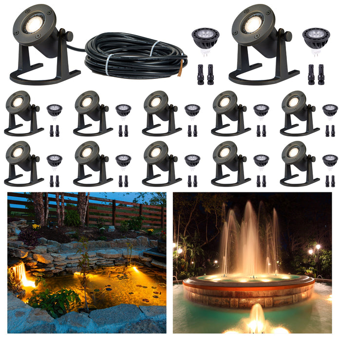 Gardenreet Cast Brass LED Underwater Pond Light for Submersible,Waterfall,Pool,Fountain (2801) - Sweatfully