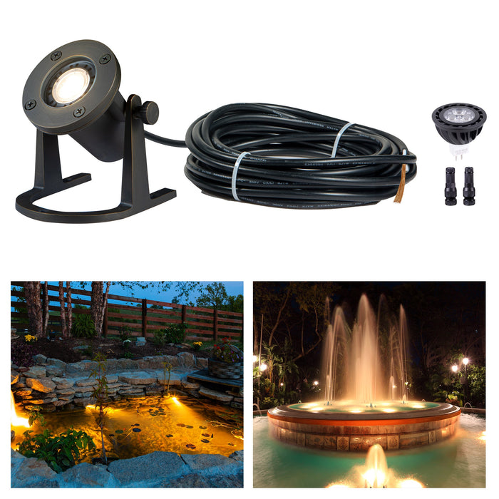 Gardenreet Cast Brass LED Underwater Pond Light for Submersible,Waterfall,Pool,Fountain (2801) - Sweatfully