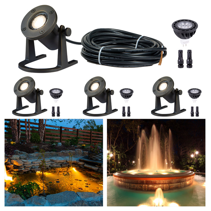 Gardenreet Cast Brass LED Underwater Pond Light for Submersible,Waterfall,Pool,Fountain (2801) - Sweatfully