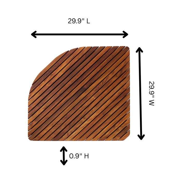 Airstream Oiled Teak Shower and Bath Mat with Rounded Edge 30″ x 30″ - Sweatfully