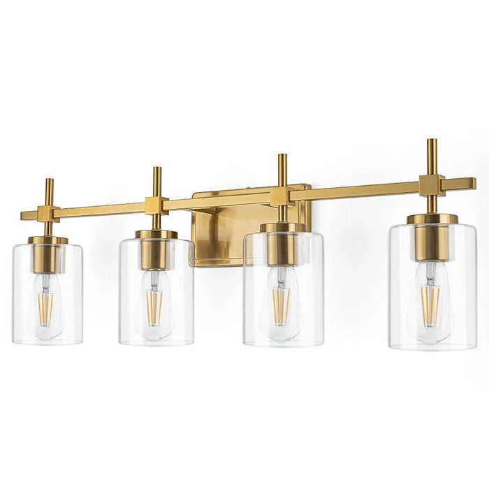 Jasper Black & Gold Clear Glass 4-Light Bathroom Vanity Light - Sweatfully