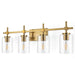 Jasper Black & Gold Clear Glass 4-Light Bathroom Vanity Light - Sweatfully