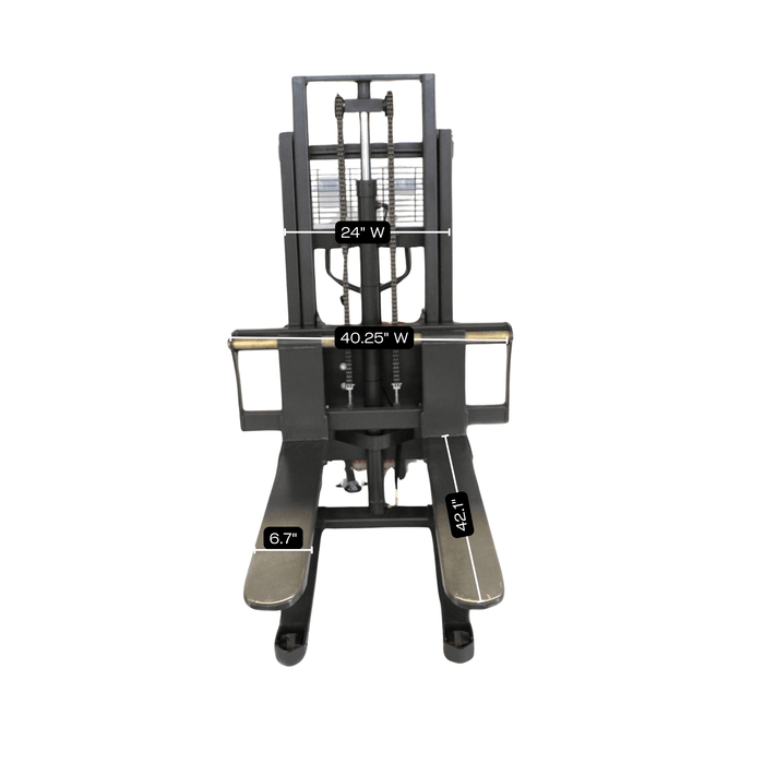 SUNMAX PS3300SE-2M Semi-Electric Pallet Stacker, 3300 lbs Capacity, 78" Lifting Height - Sweatfully