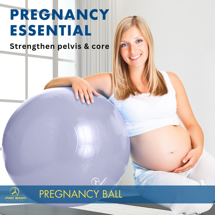 Pregnancy Ball for Maternity, Labor and Birth.  Includes Pregnancy Guide.  (Lilac) - Sweatfully