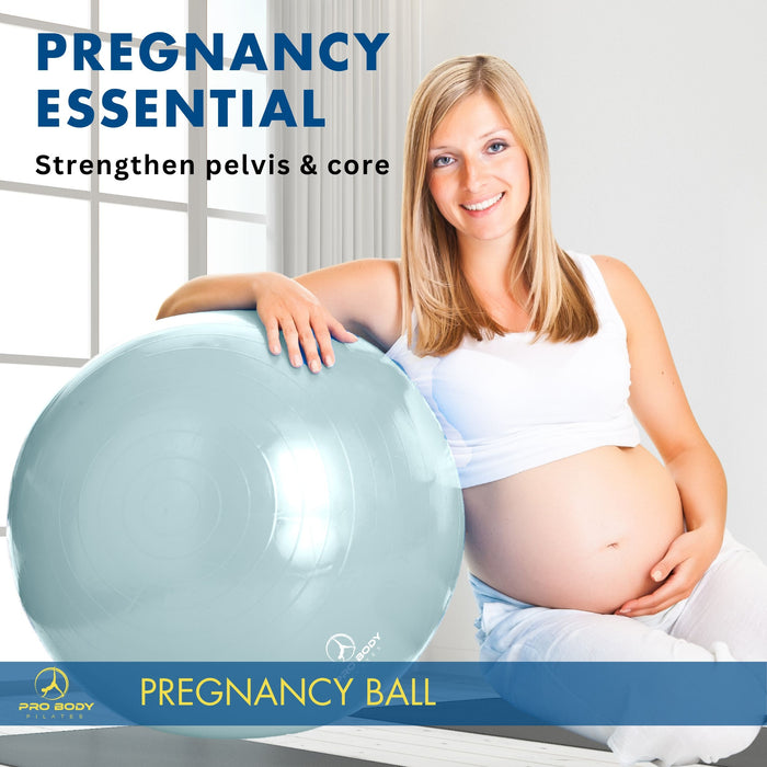 Pregnancy Ball for Maternity, Labor and Birth.  Includes Pregnancy Guide.  (Mist) - Sweatfully