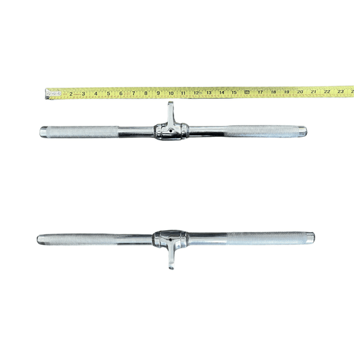 Rotating Straight Bar Cable Attachment - Muscle D Fitness - Knurled Handles, Chrome Finish, 20" - Sweatfully
