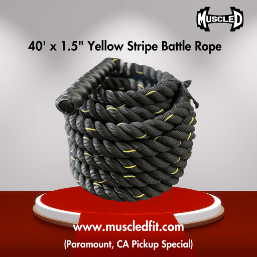 Muscle D 40' x 1.5" Yellow Stripe Battle Rope - Local Pick Up Only Deal(Paramount,CA) - Sweatfully
