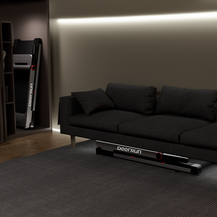 DeerRun A1 Pro Move+  6% Incline Foldable Treadmill——2025 Upgraded Chip & NFC Support | 350Lbs, 10mph Silver - Sweatfully