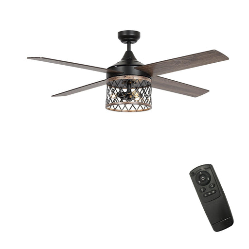 52" Mirelle Farmhouse Downrod Mount Reversible Ceiling Fan with Lighting and Remote Control - Sweatfully