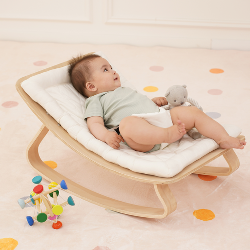 Avenlur Nest Wooden Baby Rocker – Natural Infant Lounger with Soft Padded Seat - Sweatfully