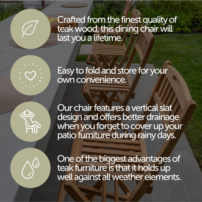 Emmett Natural Teak Indoor/Outdoor Folding Bar Stool - Sweatfully