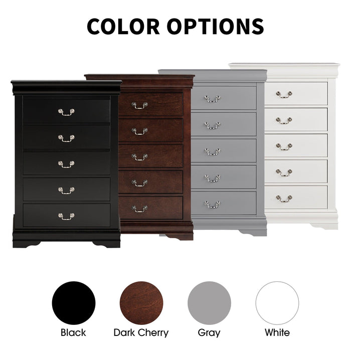 Transitional 5-Drawer 31.5 in. Wide Chest of Drawers with Bracket Feet - Sweatfully