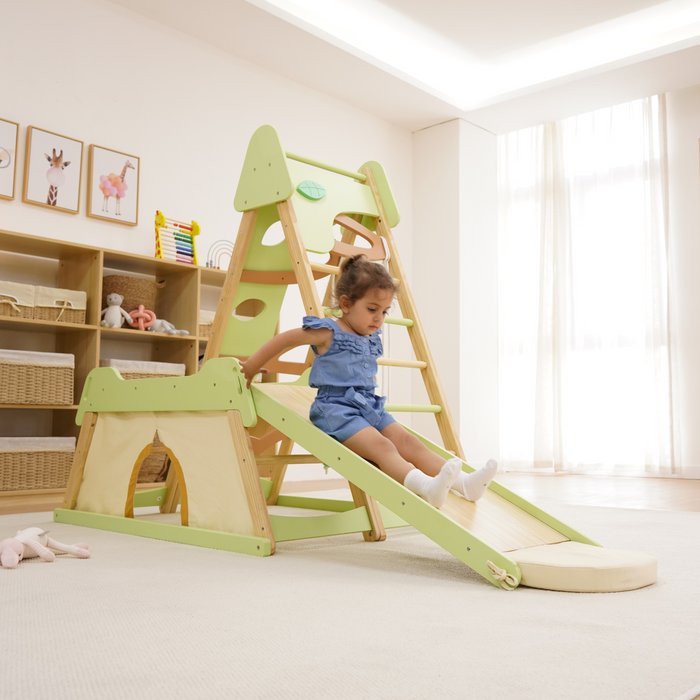 Avenlur Bush 6-in-1 Indoor Wooden Jungle Gym Climber – Montessori Toddler Playset with Slide, Rock Wall, Ladder & More - Sweatfully