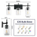 Jasper 3-Light Modern Clear Glass Bathroom Vanity Light, Black & Nickel - Sweatfully