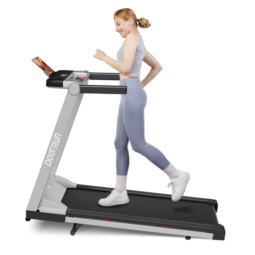 DeerRun A1 Pro Move+  6% Incline Foldable Treadmill——2025 Upgraded Chip & NFC Support | 350Lbs, 10mph Silver - Sweatfully