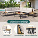 Patio Furniture Set with Loveseats, 4 Pieces Outdoor Sofa Set with Waterproof Cushions, Durable Iron-Wood Design for Garden, Backyard, Poolside - Sweatfully