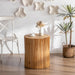 Retro Fashion Style Cylindrical MDF Coffee Table with Vertical Texture Relief Design, Suitable for Living Room, Office and Dining Room - Sweatfully