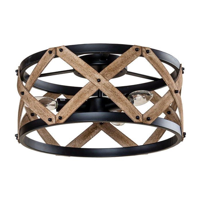 3-Light Industrial Drum Flush Mount Ceiling Light - Sweatfully