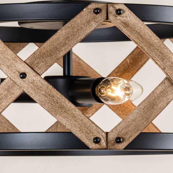 3-Light Industrial Drum Flush Mount Ceiling Light - Sweatfully
