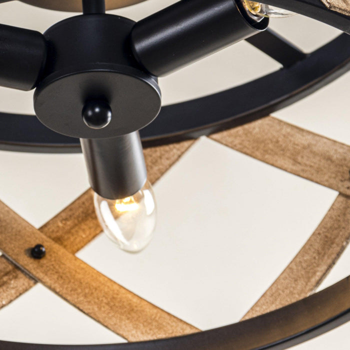 3-Light Industrial Drum Flush Mount Ceiling Light - Sweatfully