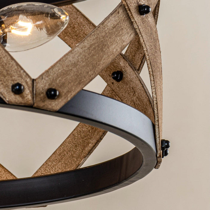 3-Light Industrial Drum Flush Mount Ceiling Light - Sweatfully