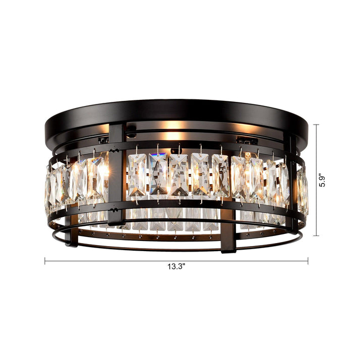 3-Light Modern Crystal Flush Mount Ceiling Light - Sweatfully