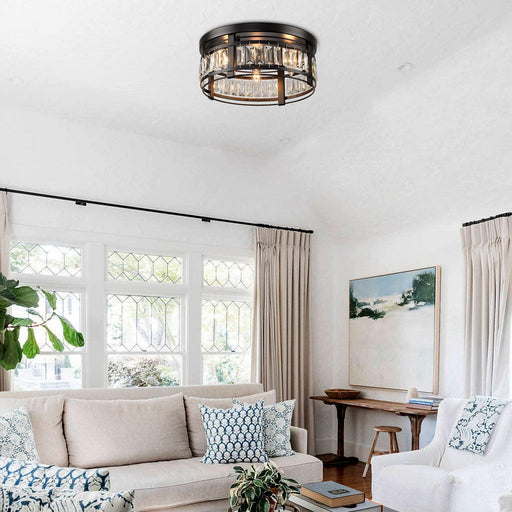 3-Light Modern Crystal Flush Mount Ceiling Light - Sweatfully