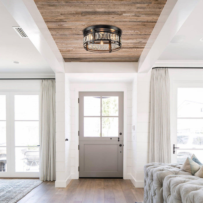 3-Light Modern Crystal Flush Mount Ceiling Light - Sweatfully