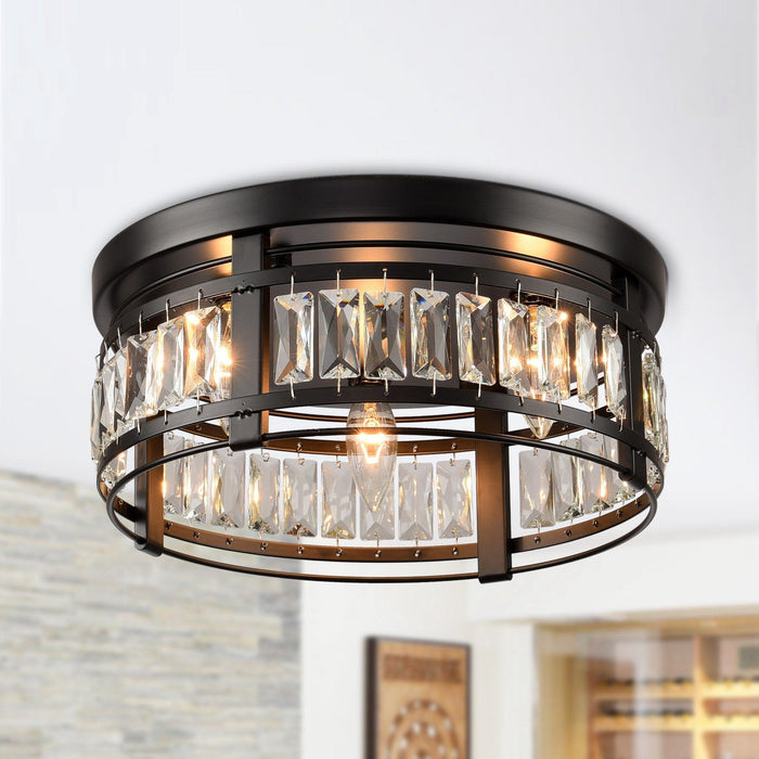 3-Light Modern Crystal Flush Mount Ceiling Light - Sweatfully
