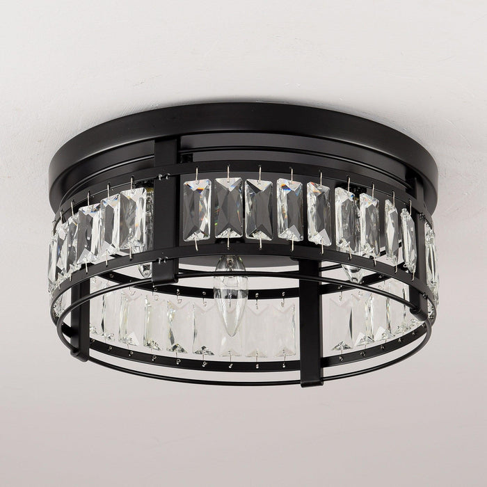 3-Light Modern Crystal Flush Mount Ceiling Light - Sweatfully