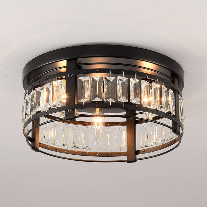3-Light Modern Crystal Flush Mount Ceiling Light - Sweatfully