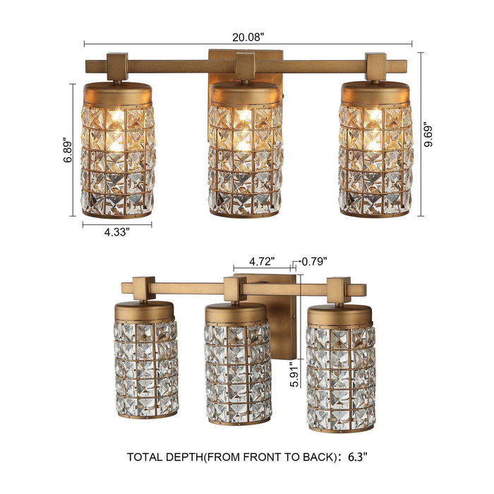 3-Light Modern Golden Linear Vanity Lights Wall Light - Sweatfully