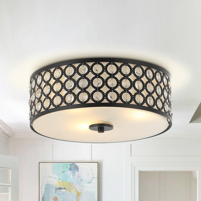 3-Light Modern LED Flush Mount Light with Crystal - Sweatfully
