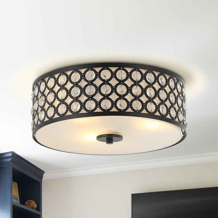 3-Light Modern LED Flush Mount Light with Crystal - Sweatfully